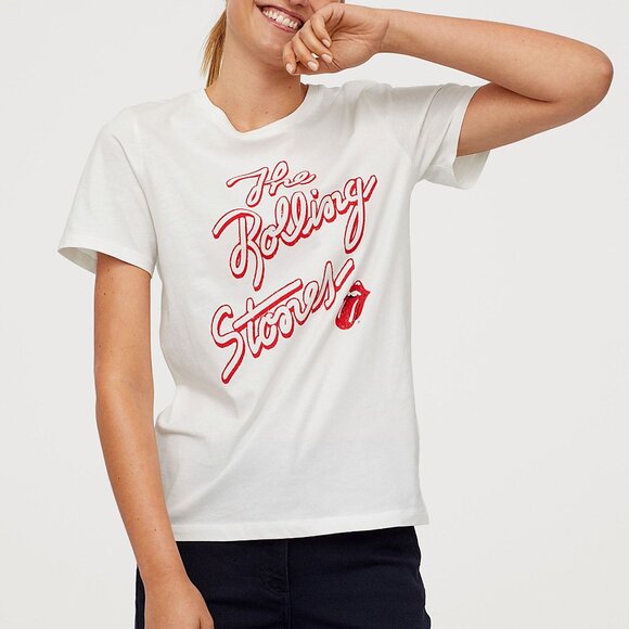 The Rolling Stones Logo rock Official H&M T-Shirt XL runs bigger NWT - Picture 1 of 4